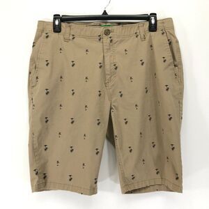 Dip Palm Print Shorts Men's Size 40 Tan Cotton Blend Pockets Casual Summer